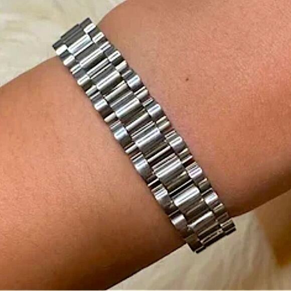 Silver Link Watch Band Bracelet Chain Link Unisex - Picture 1 of 9